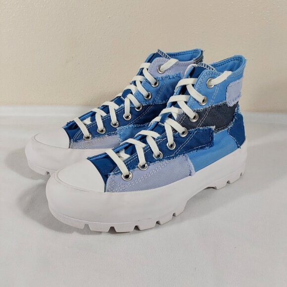 Rare Converse Chuck Taylor Denim Patchwork Lugged Hightop Sneaker - 9 Women - Picture 2 of 12